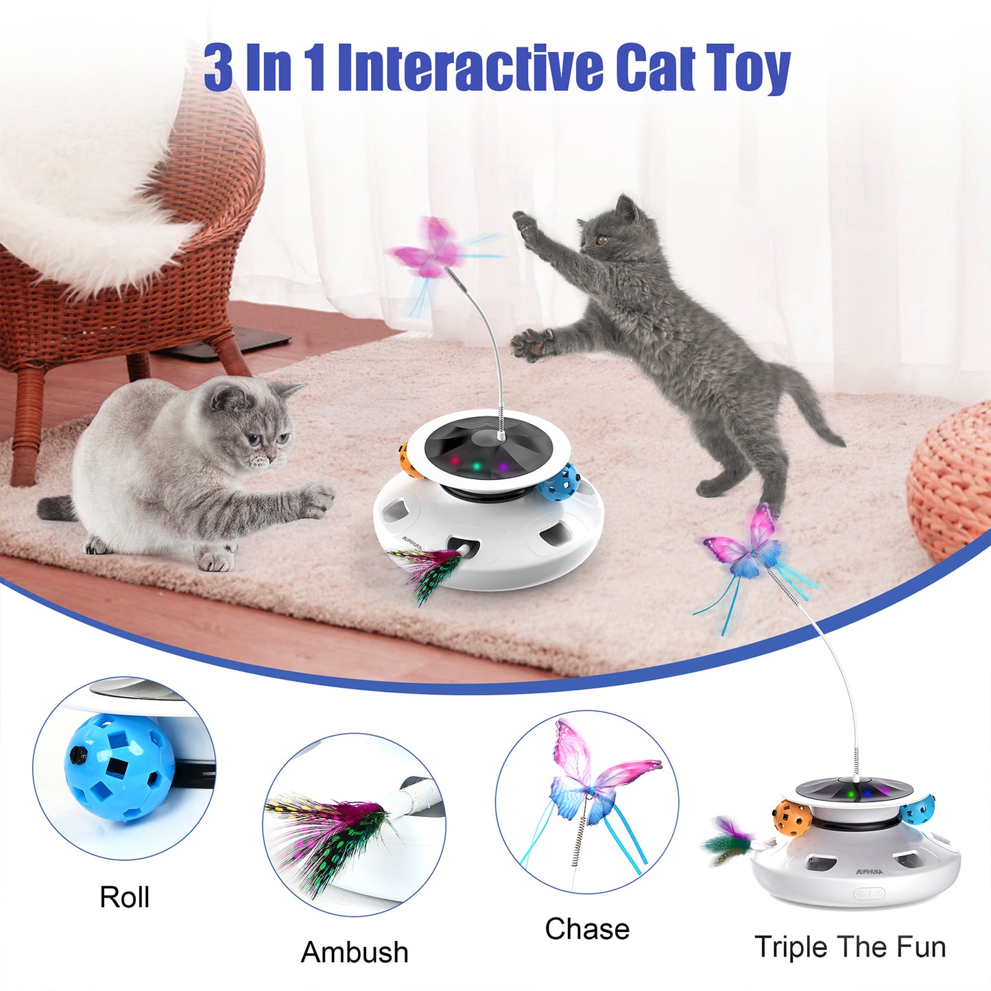 BUPIHUKA  3 In 1 Interactive Cat Toy